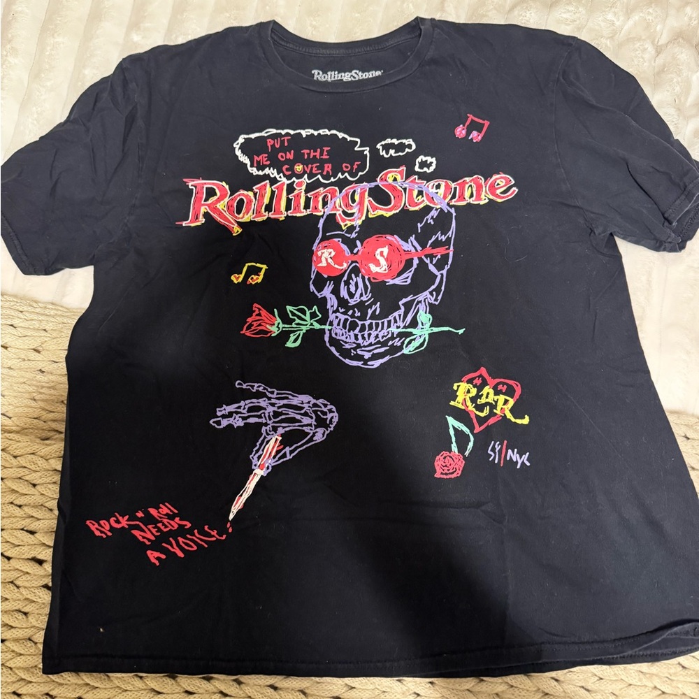 The Rolling Stones Black Short Sleeve Tee with Graphic Design